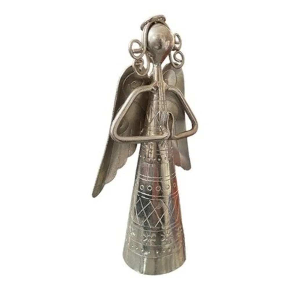 Handmade Polished Metal Angel Bell Danish Style Nativity Christmas Decor